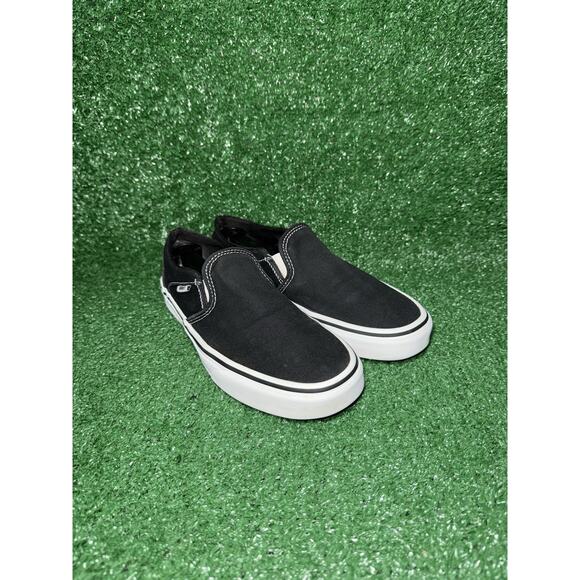Vans Classic Slip On Asher Black White Skate Shoes Sneakers Women's Size 8 - Picture 2 of 9